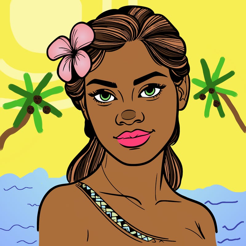 a realistic polynesian woman with a samoan pacific look and a taupou