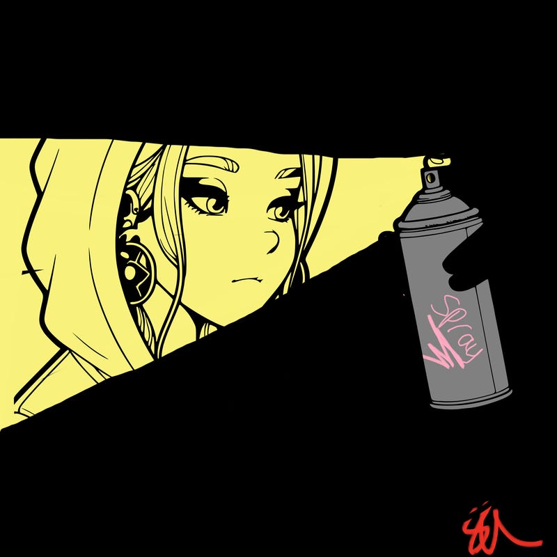 a realistic girl, spray painting