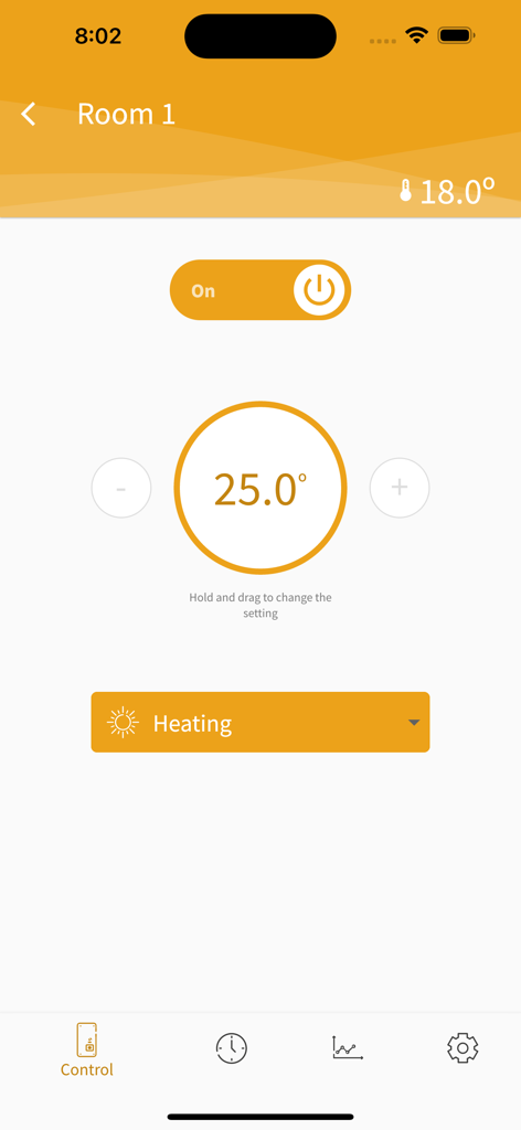 CSNET Home - CSNET Home mobile app interface for remote room temperature and heating control