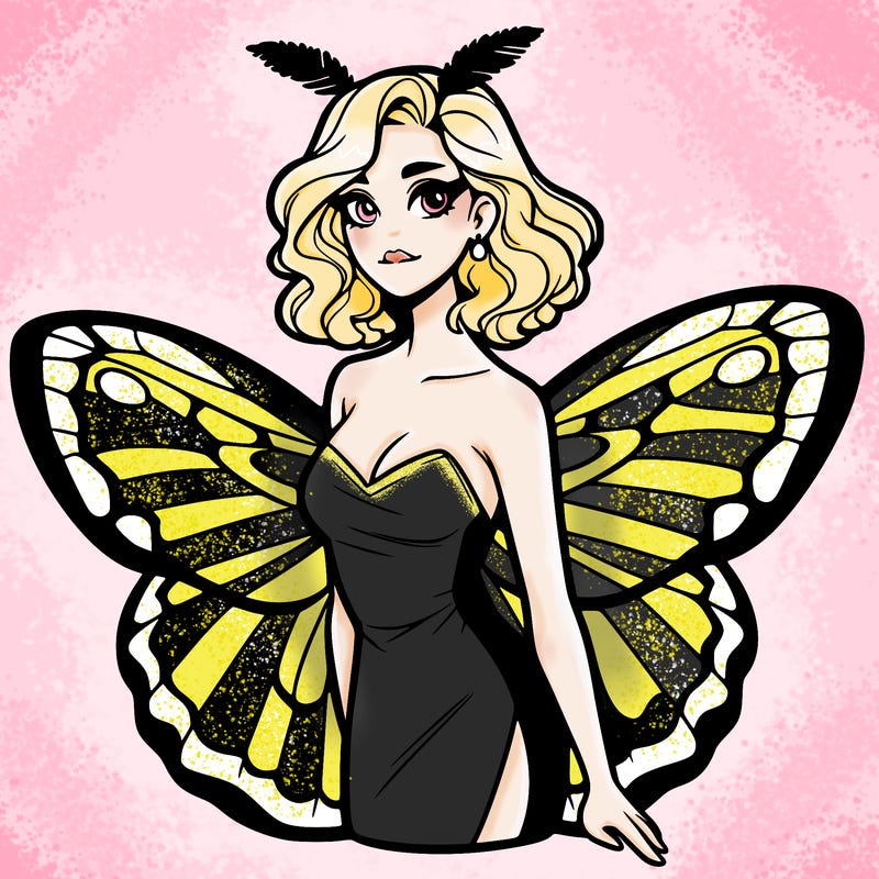 woman with moth wings