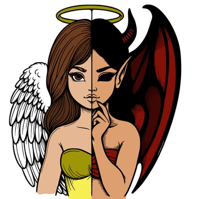 realistic angel half demon