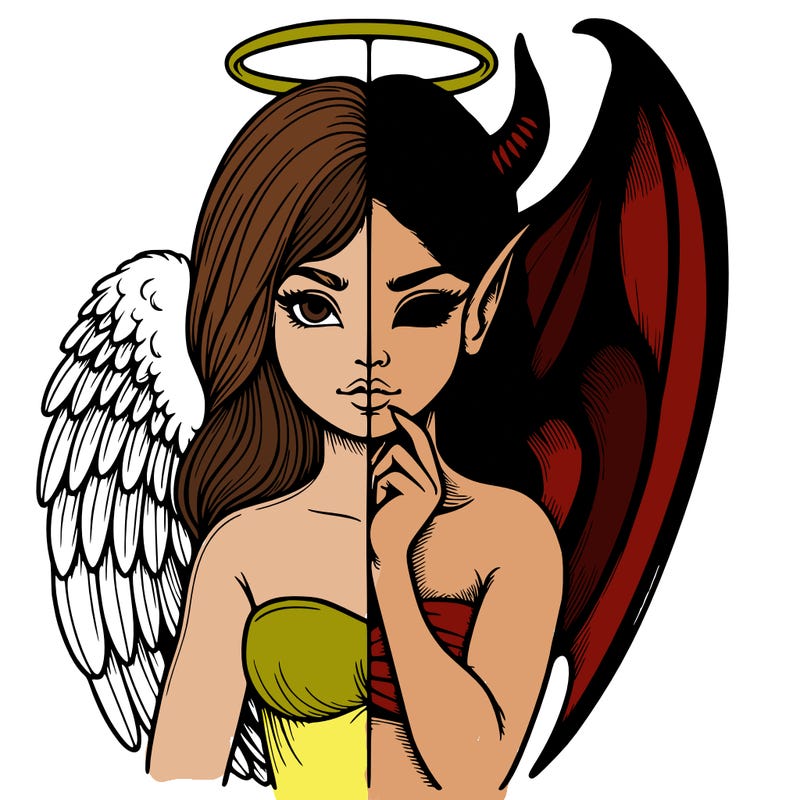 realistic angel half demon