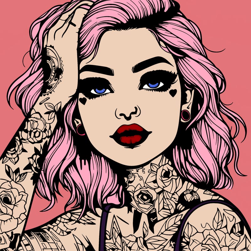 realistic girl with tattoos all over