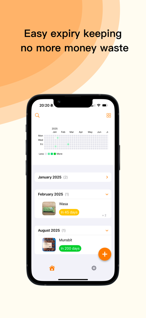 Bestfor - expiry date tracker - Bestfor mobile app dashboard showing grocery items with expiry countdowns and a visual calendar chart
