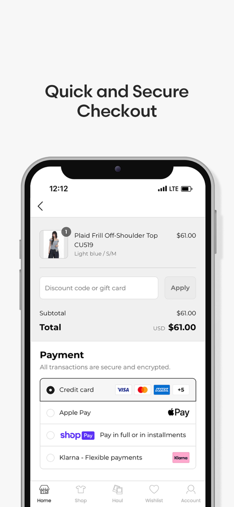 LEWKIN - Página de pago de la aplicación LEWKIN que muestra varios métodos de pago seguros, incluyendo Apple Pay y Klarna.