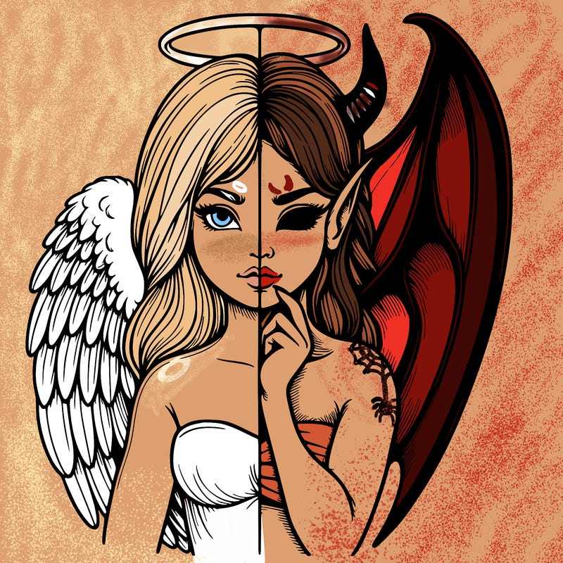 realistic angel half demon