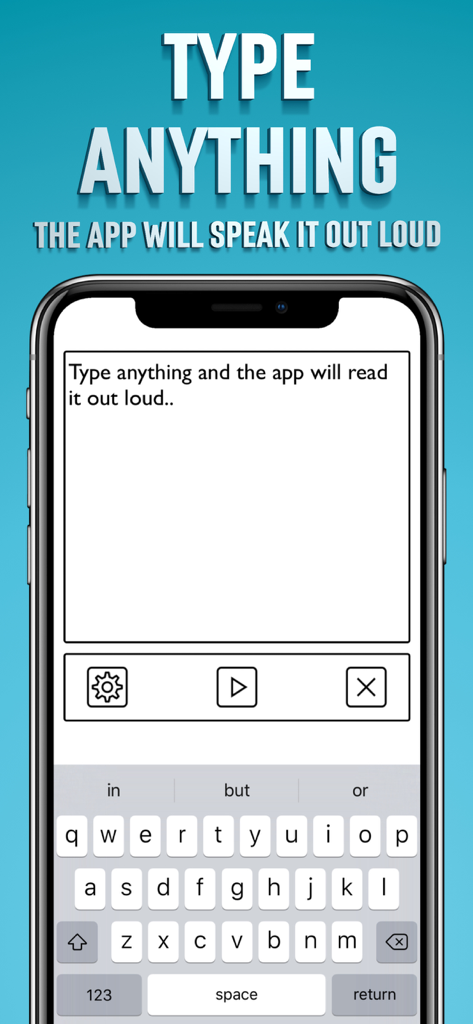 ユーザーが読み上げたいテキストを入力できるテキスト読み上げアプリのインターフェースを表示するスマートフォン