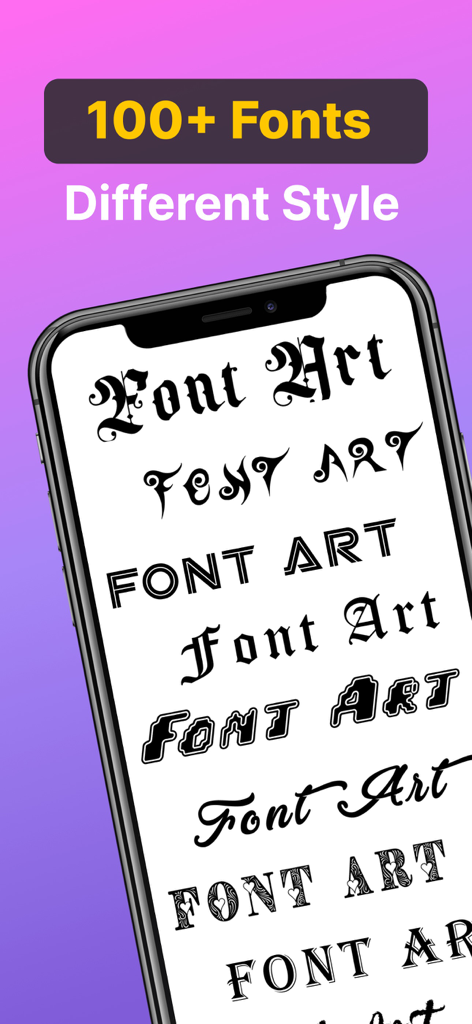 Fonts - Logo Maker - Mobile screen displaying a variety of decorative and artistic font styles for branding and social media