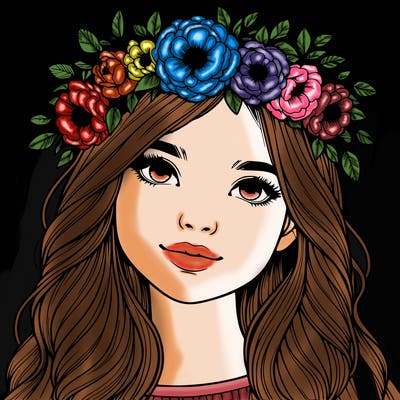 realistic girl with flower crown