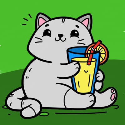 cat with orange juice