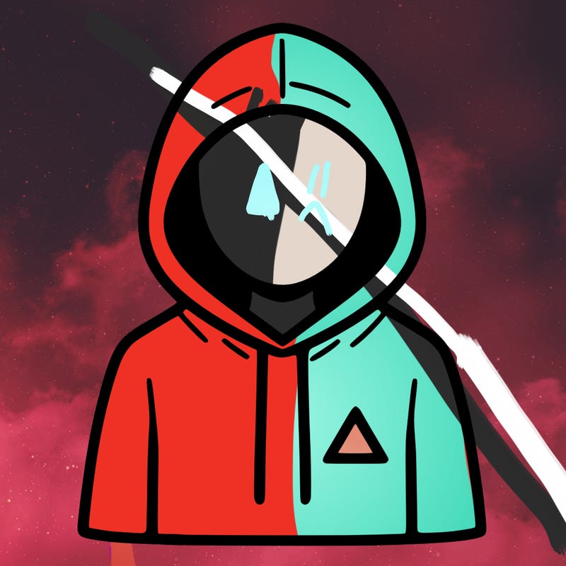a person with non face waering a hoodie with a small triangle symbol