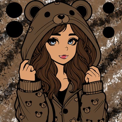 realistic girl in a animal pjs hoodie