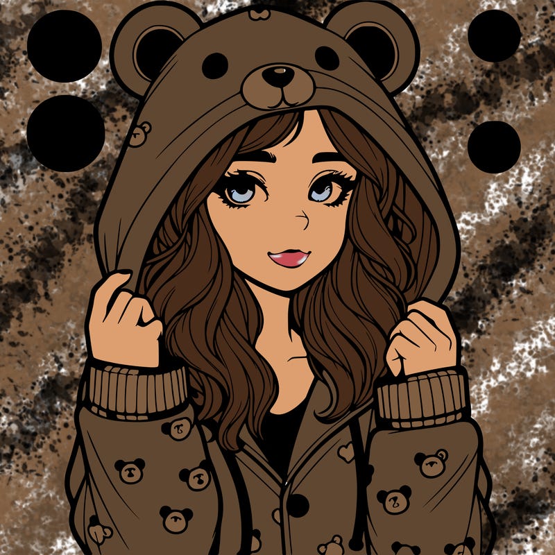 realistic girl in a animal pjs hoodie