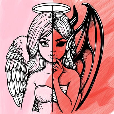 realistic angel half demon