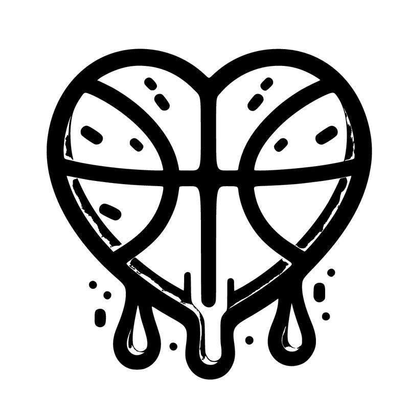 simple basketball heart with drip