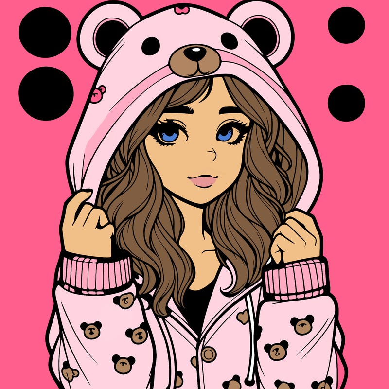 realistic girl in a animal pjs hoodie