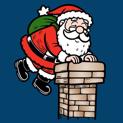 santa climbing down a chimney