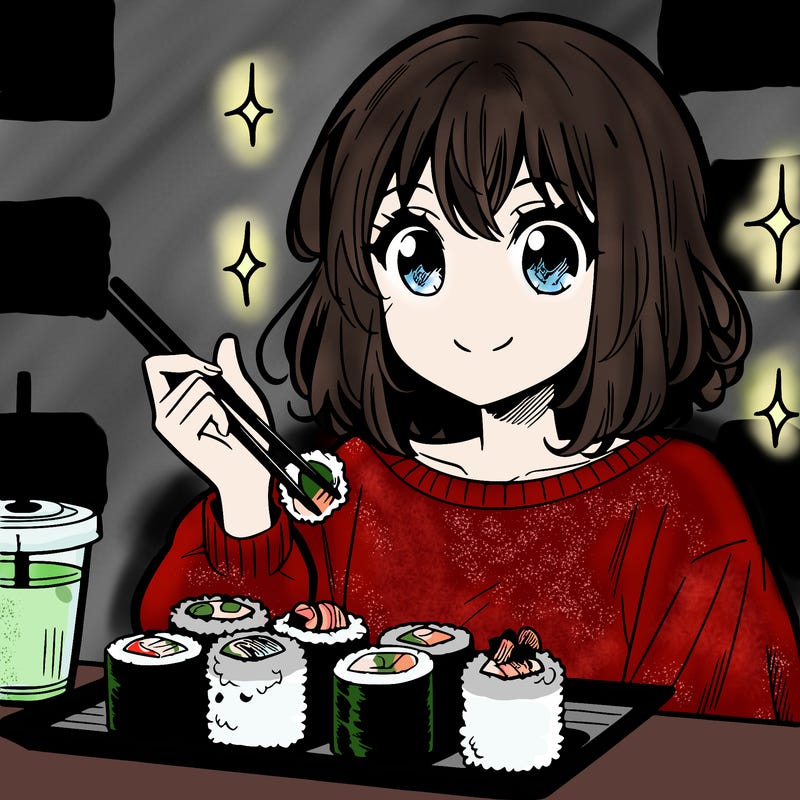 manga girl who loves sushi