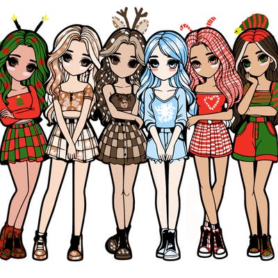 a group of girls realistic