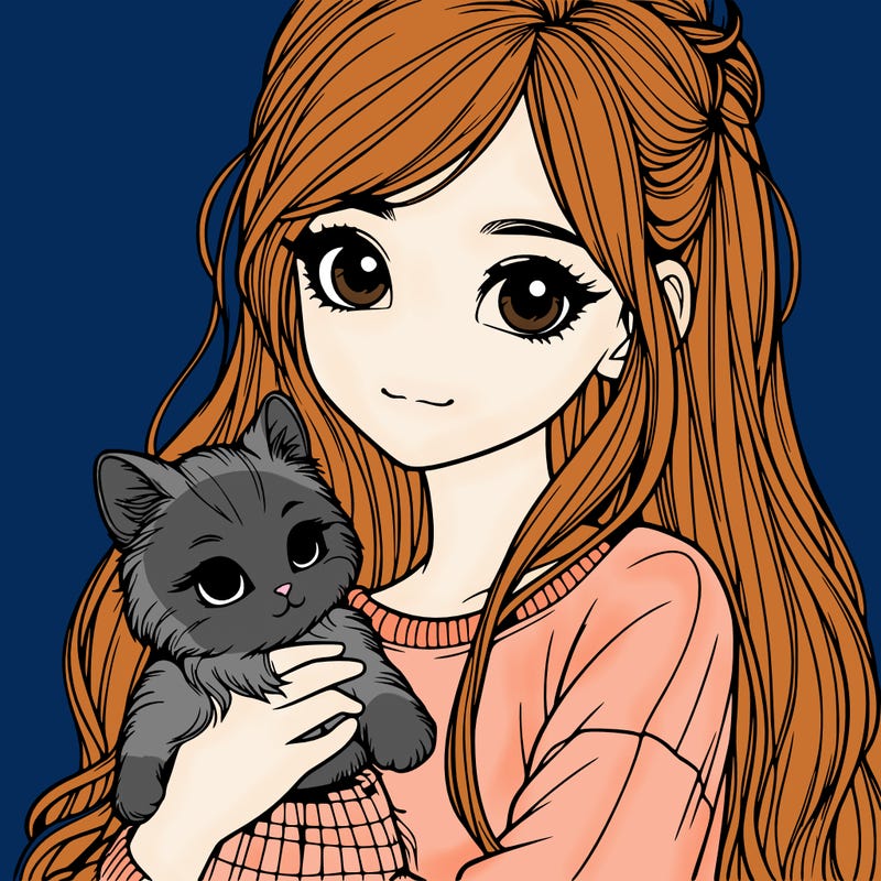 realistic girl holding a cute cat