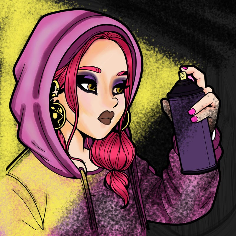 a realistic girl, spray painting