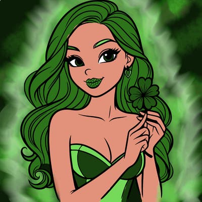 beautiful woman  carrying a clover