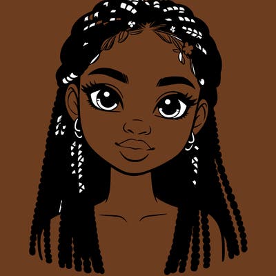 a realistic black girl with braids