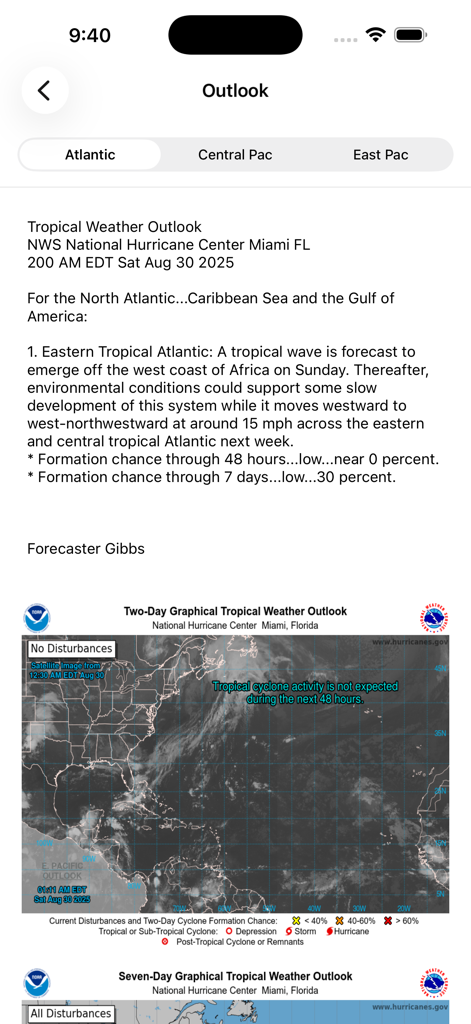 My Hurricane Tracker & Alerts - Tropical weather outlook report and satellite tracking map from the National Hurricane Center