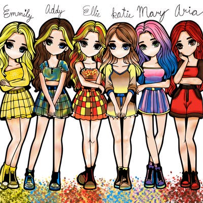 a group of girls realistic