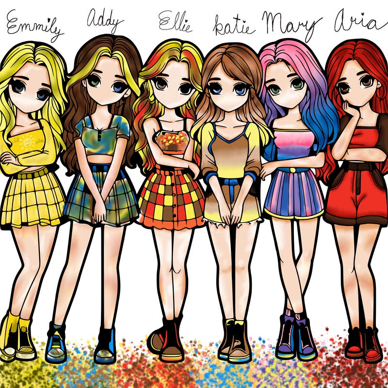 a group of girls realistic