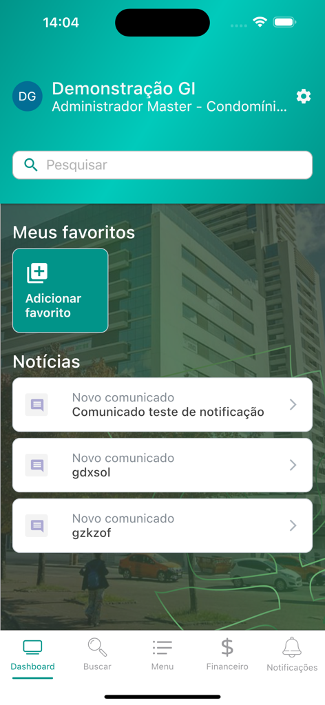 ADMPARANÁ - ADMPARANÁ app home screen showing community news and resident dashboard