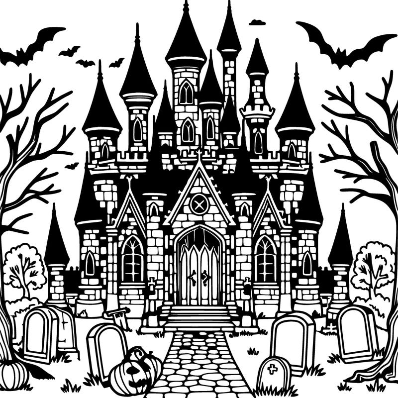 gothic castle in a grave yard