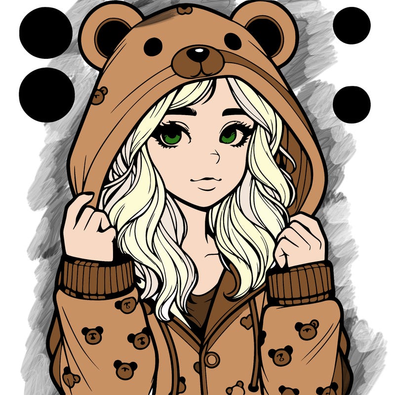 realistic girl in a animal pjs hoodie