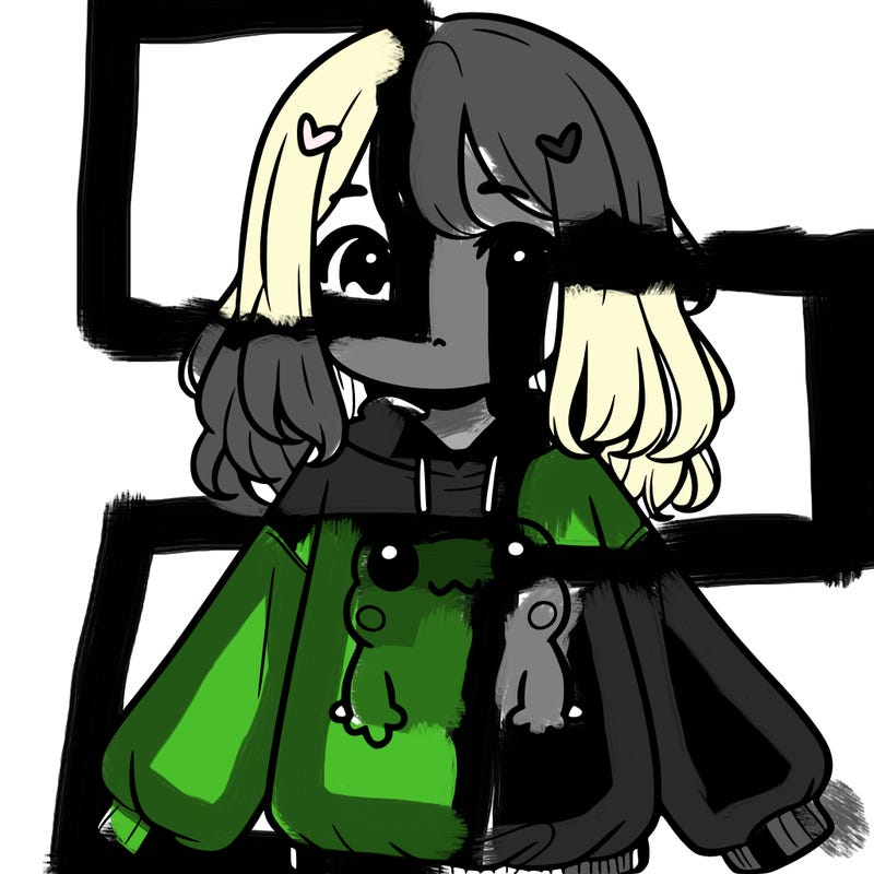 girl wearing frogging sweatshirt