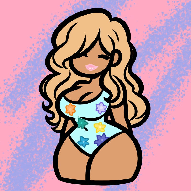 curvy woman with hair