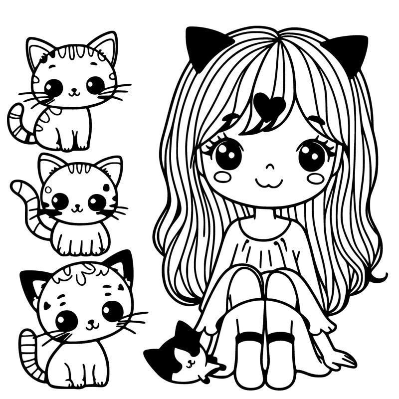 girl with cats