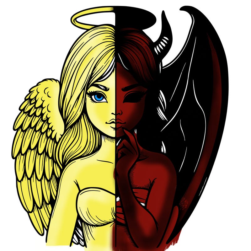 realistic angel half demon