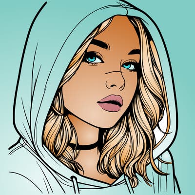 realistic girl with hood on