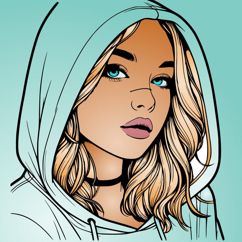 realistic girl with hood on