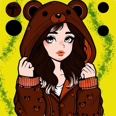 realistic girl in a animal pjs hoodie