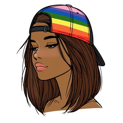 realistic  girl with a backwards hat