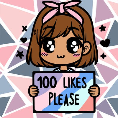 girl holding sign saying 100 likes please