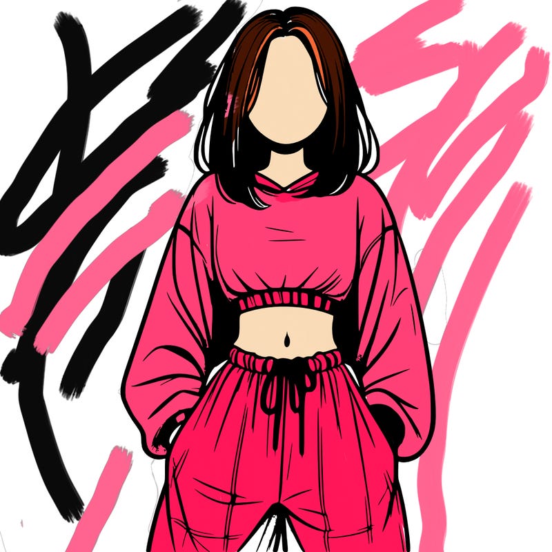 realistic girl faceless with baggy pants and a crop top