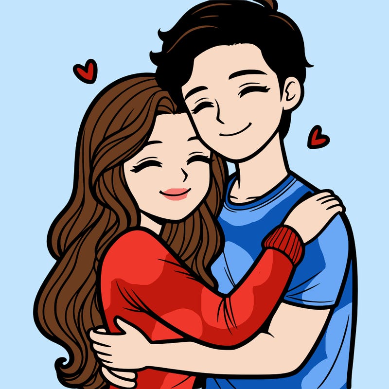 boyfriend hugging girlfriend adults