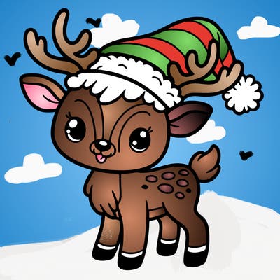 christmas reindeer with santa hat
