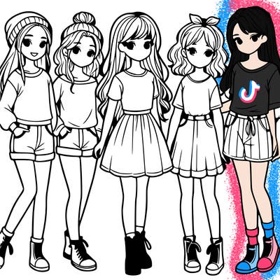 a group of five girls