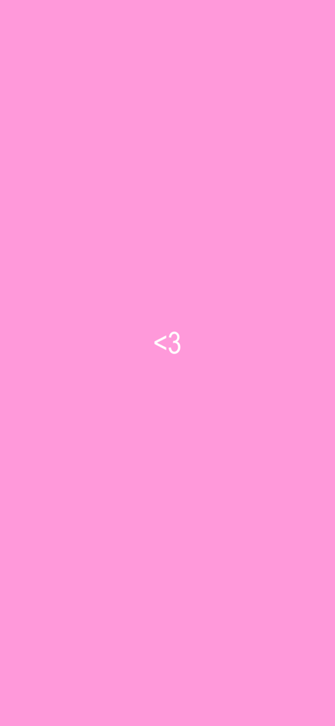 Una pantalla rosa minimalista con un pequeño emoticono de corazón blanco en el centro de la interfaz del juego Stalkie.
