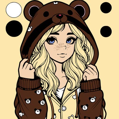 realistic girl in a animal pjs hoodie
