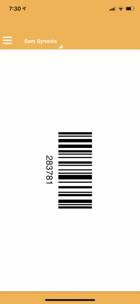 Digital student ridership barcode used for scanning on and off the school bus in the Here Comes the Bus app