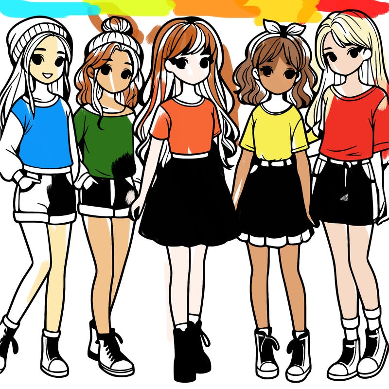 a group of five girls